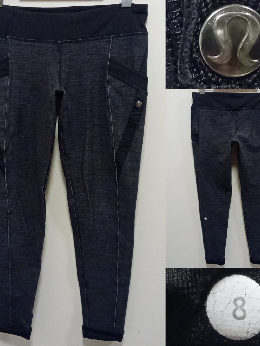 Lululemon Warrior Pant Black Slub Denim Black Four-Way Stretch Size 8 Medium